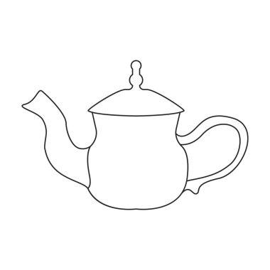 Çaydanlık vektör simgesi. Taslak vektör simgesi beyaz arkaplan çaydanlığında izole edildi.