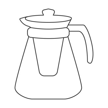 Çaydanlık vektör simgesi. Taslak vektör simgesi beyaz arkaplan çaydanlığında izole edildi.