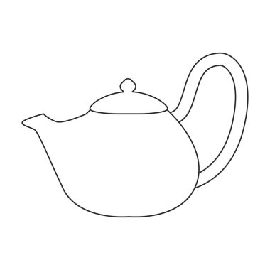 Çaydanlık vektör simgesi. Taslak vektör simgesi beyaz arkaplan çaydanlığında izole edildi.