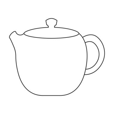 Çaydanlık vektör simgesi. Taslak vektör simgesi beyaz arkaplan çaydanlığında izole edildi.