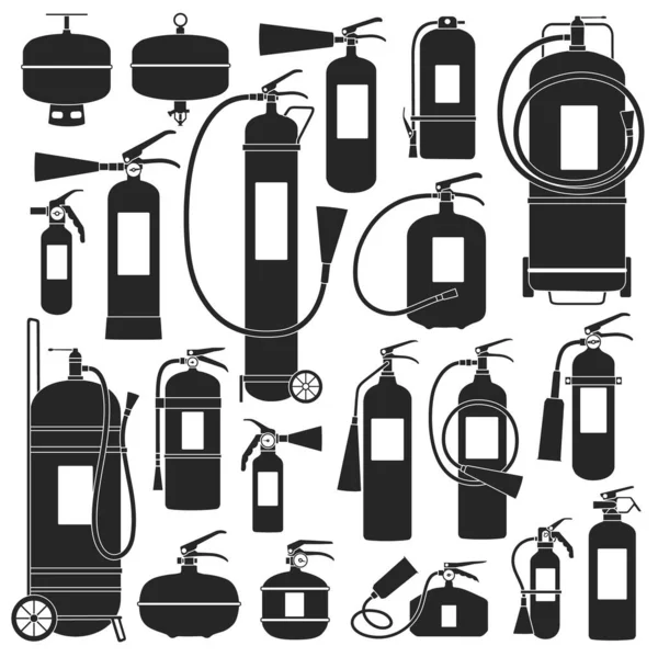 Extinguisher vector black set icon. Equipment for extinguish isolated black set icon. Vector illustration extinguisher on white background. — Vetor de Stock