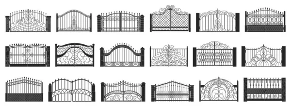 Fence gate isolated black set icon. Vector black set icon metal entrance. Vector illustration fence gate on white background. — Stockvektor
