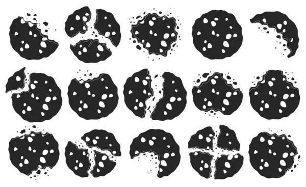 Cookies with crumbs vector black set icon. Vector illustration biscuit on white background. Isolated black set icon cookies with crumbs. — ストックベクタ