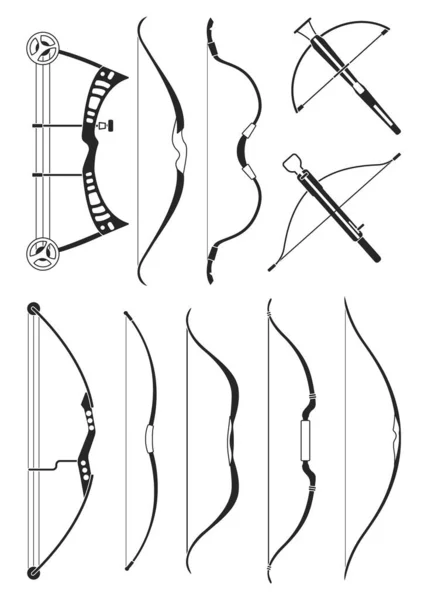 Bow weapon vector black set icon. Vector illustration longbow on white background. Isolated black set icon bow weapon. — стоковый вектор