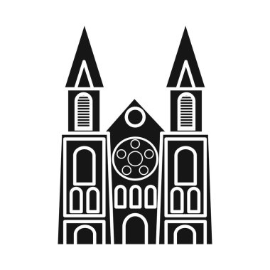 Şapel ve Vietnam işaretinin vektör tasarımı. Ağ için kilise ve katedral sembolü seti.