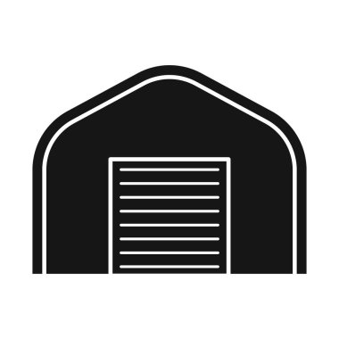 Hangar ve gölgelik ikonunun vektör çizimi. Stok için hangar ve depo vektör simgesinin grafiği.