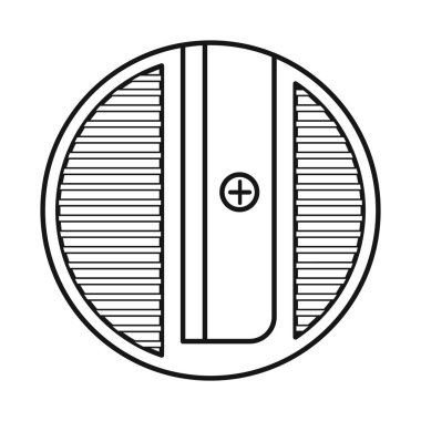 Bileyicinin ve yuvarlak logonun izole edilmiş objesi. Stok için keskinleştirici ve sarı vektör simgesi grafiği.