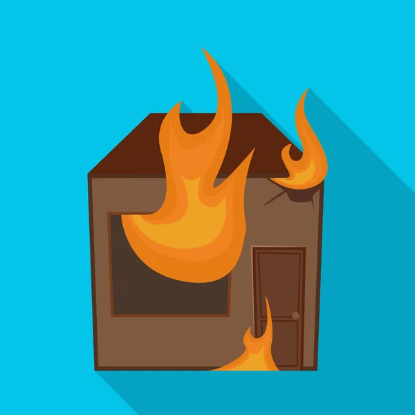 Vector illustration of house and flame symbol. Set of house and burning stock symbol for web. — Stockvektor