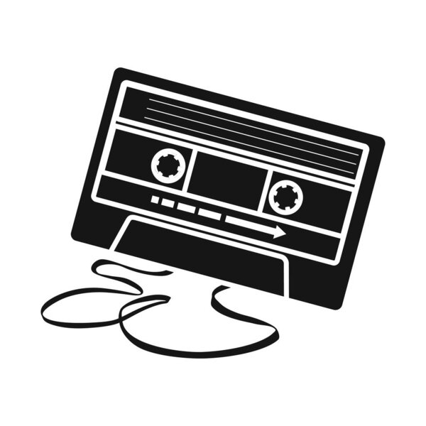 Isolated object of cassette and tape symbol. Web element of cassette and reel vector icon for stock.