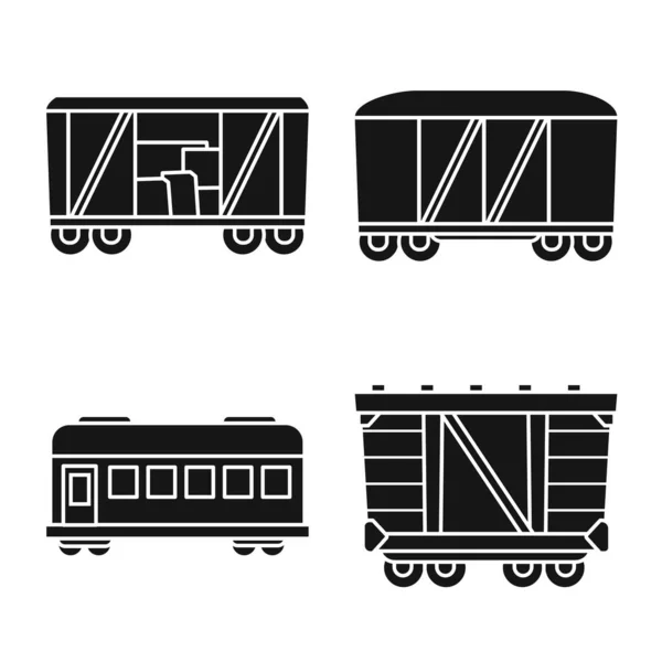 Objet isolé de transport et symbole ferroviaire. Collecte de symboles de transport et de matériel ferroviaire pour le web. — Image vectorielle