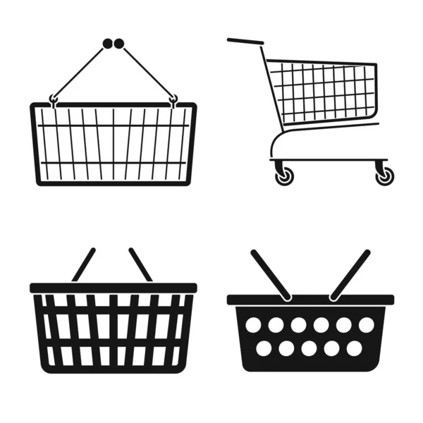 Vector design of pushcart and shopping icon. Set of pushcart and cart stock vector illustration. — Stock Vector