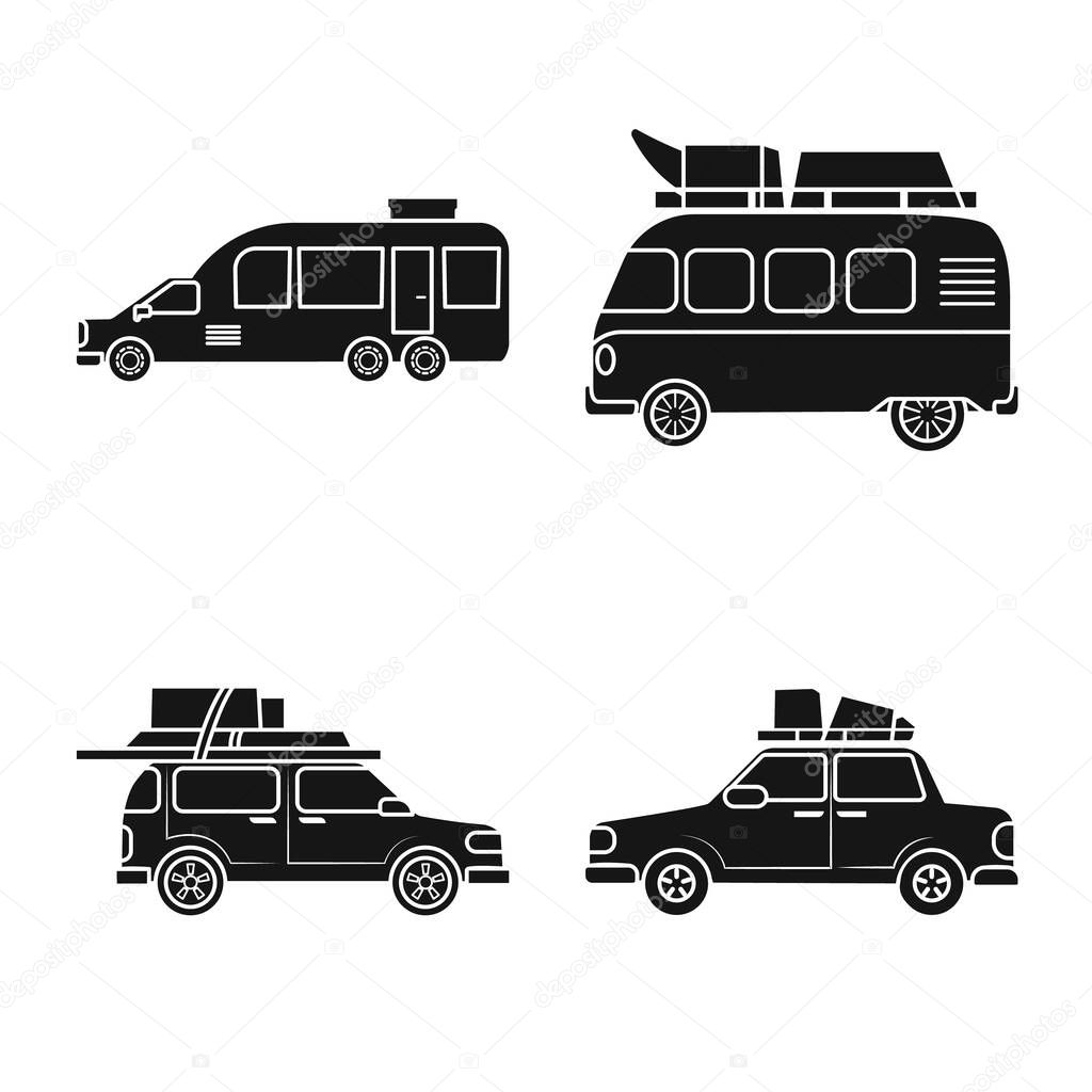 Isolated object of trailering and camping symbol. Set of trailering and transport vector icon for stock.