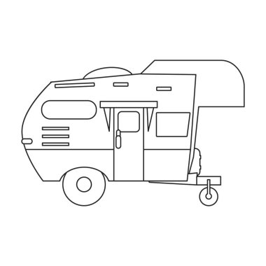 Karavan vektör simgesi. Taslak vektör simgesi beyaz arkaplan karavanında izole edildi.