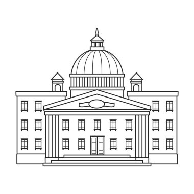 Hükümet vektör simgesi oluşturuluyor. Ana vektör simgesi hükümet binasının beyaz arka planında izole edildi .