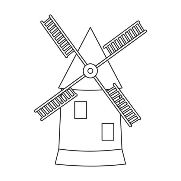 Icône vectorielle moulin à vent. icône vectorielle contour isolé sur fond blanc moulin à vent. — Image vectorielle