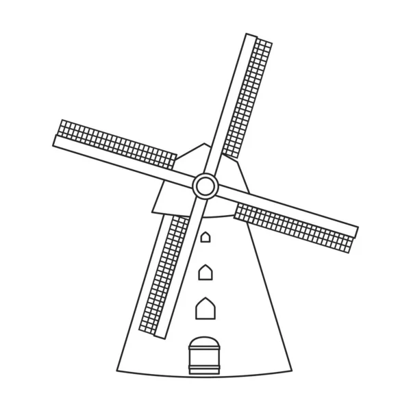 Icône vectorielle moulin à vent. icône vectorielle contour isolé sur fond blanc moulin à vent. — Image vectorielle