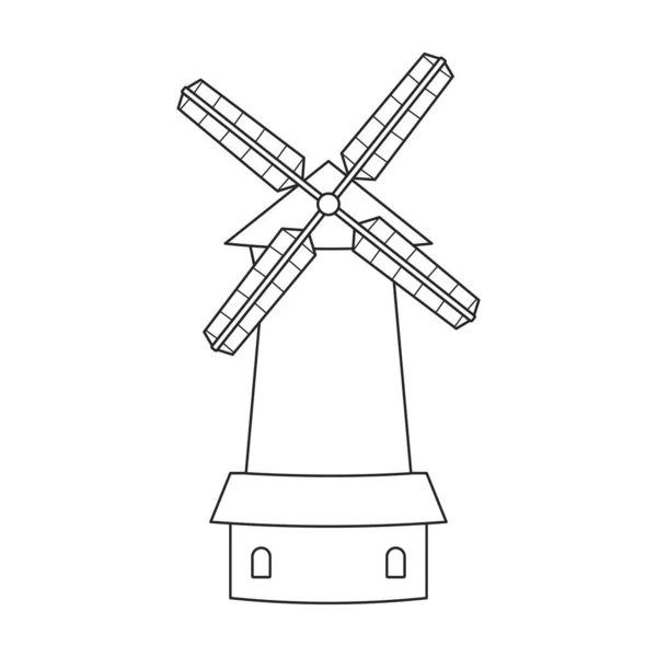 Icône vectorielle moulin à vent. icône vectorielle contour isolé sur fond blanc moulin à vent. — Image vectorielle