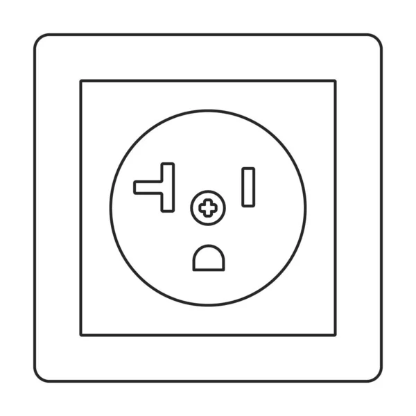 Zócalo del icono del vector del interruptor. Icono del vector del contorno aislado en el zócalo del interruptor del fondo blanco. — Vector de stock