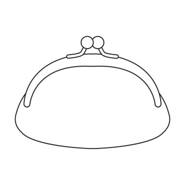 Deri cüzdan vektör simgesi. Taslak vektör simgesi beyaz arka plan deri cüzdanda izole edilmiş..