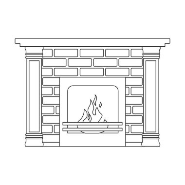 Şömine vektör simgesi. Beyaz arkaplan şöminesinde izole edilmiş dış hat vektör simgesi.