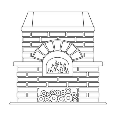 Şömine vektör simgesi. Beyaz arkaplan şöminesinde izole edilmiş dış hat vektör simgesi.