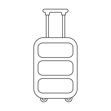 Çanta vektör simgesi. Taslak vektör simgesi beyaz arkaplan valizinde izole edildi.