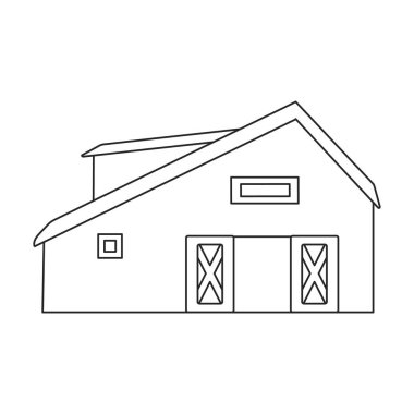 Barn vektör simgesi. Taslak vektör simgesi beyaz arkaplan ahırında izole edildi.