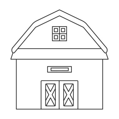 Barn vektör simgesi. Taslak vektör simgesi beyaz arkaplan ahırında izole edildi.