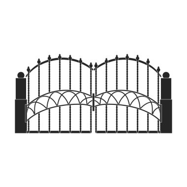 Çit kapısı vektör simgesi. Siyah vektör simgesi beyaz arka plan çit kapısında izole edildi.