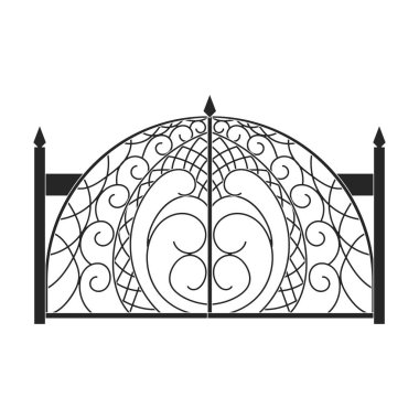 Çit kapısı vektör simgesi. Siyah vektör simgesi beyaz arka plan çit kapısında izole edildi.