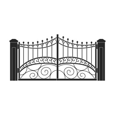 Çit kapısı vektör simgesi. Siyah vektör simgesi beyaz arka plan çit kapısında izole edildi.