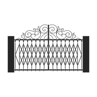 Çit kapısı vektör simgesi. Siyah vektör simgesi beyaz arka plan çit kapısında izole edildi.