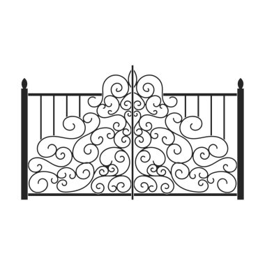 Çit kapısı vektör simgesi. Siyah vektör simgesi beyaz arka plan çit kapısında izole edildi.