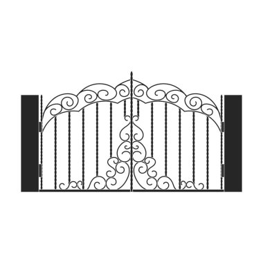 Çit kapısı vektör simgesi. Siyah vektör simgesi beyaz arka plan çit kapısında izole edildi.