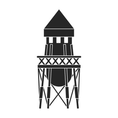 Su kulesi ikonu. Siyah vektör simgesi beyaz arka plan su kulesinde izole edildi.