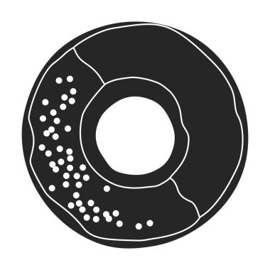 Pembe çörek vektör simgesi. Siyah vektör simgesi beyaz arka plan pembe çörekte izole edilmiş..