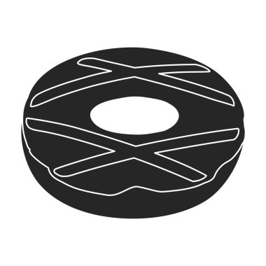 Pembe çörek vektör simgesi. Siyah vektör simgesi beyaz arka plan pembe çörekte izole edilmiş..