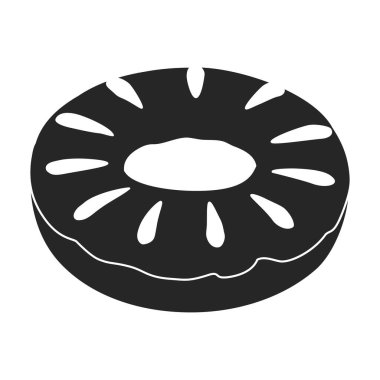 Pembe çörek vektör simgesi. Siyah vektör simgesi beyaz arka plan pembe çörekte izole edilmiş..