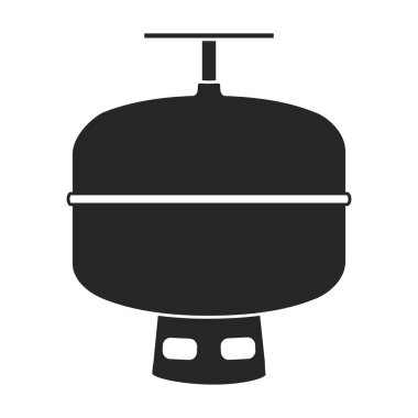 Yangın söndürme ikonu. Siyah vektör ikonu beyaz arka planda izole edilmiş yangın söndürme tüpü..