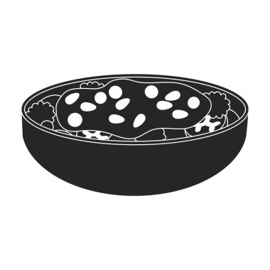 Bir kase meyve salatası vektör simgesi. Siyah vektör simgesi beyaz arkaplan salatası üzerinde izole edilmiş..