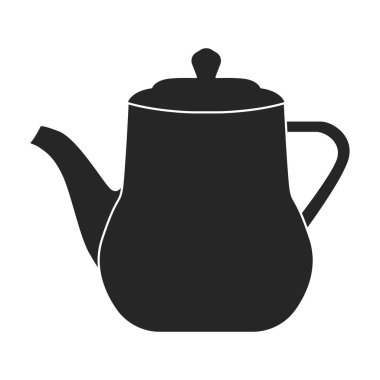 Çaydanlık vektör simgesi. Siyah vektör simgesi beyaz arkaplan çaydanlığında izole edildi.