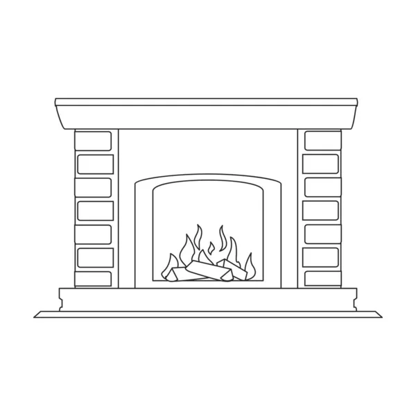 白い背景の暖炉に隔離されたベクトルアイコン. — ストックベクタ