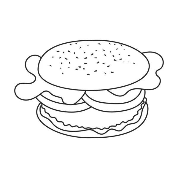 Burger vector icon.Outline vector pictogram geïsoleerd op witte achtergrond burger. — Stockvector