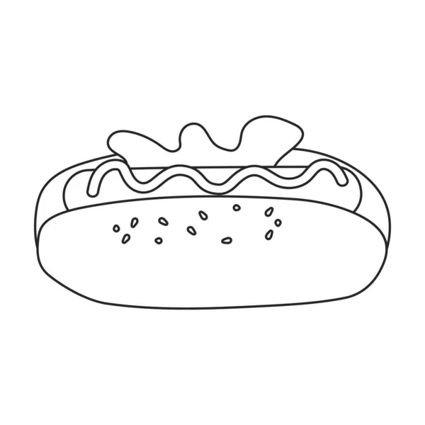 Hotdog-Vektorsymbol. Umrissvektorsymbol isoliert auf weißem Hintergrund Hotdog. — Stockvektor