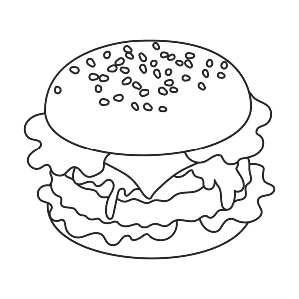 Burger vetor icon.Outline vetor ícone isolado no fundo branco hambúrguer. — Vetor de Stock