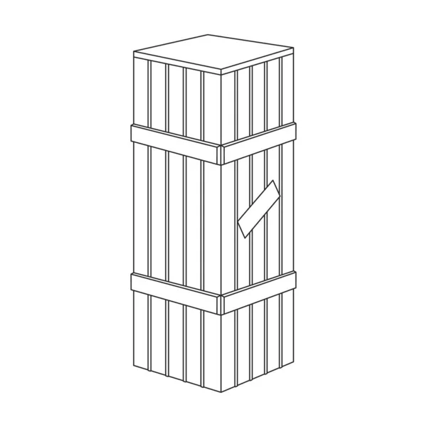 Ikona wektora drewnianego pudełka.Ikona wektora zarysu izolowana na białym tle drewniane pudełko. — Wektor stockowy