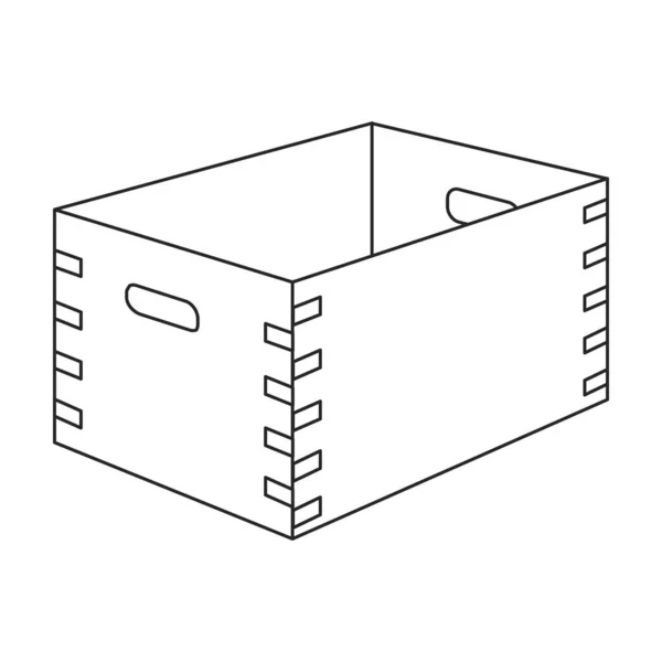 Ikona wektora drewnianego pudełka.Ikona wektora zarysu izolowana na białym tle drewniane pudełko. — Wektor stockowy