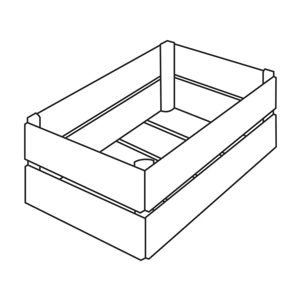 Icona vettoriale scatola di legno. Icona vettoriale contorno isolato su sfondo bianco scatola di legno. — Vettoriale Stock