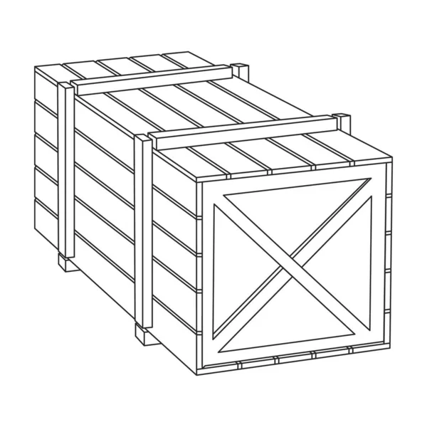 Icona vettoriale scatola di legno. Icona vettoriale contorno isolato su sfondo bianco scatola di legno. — Vettoriale Stock