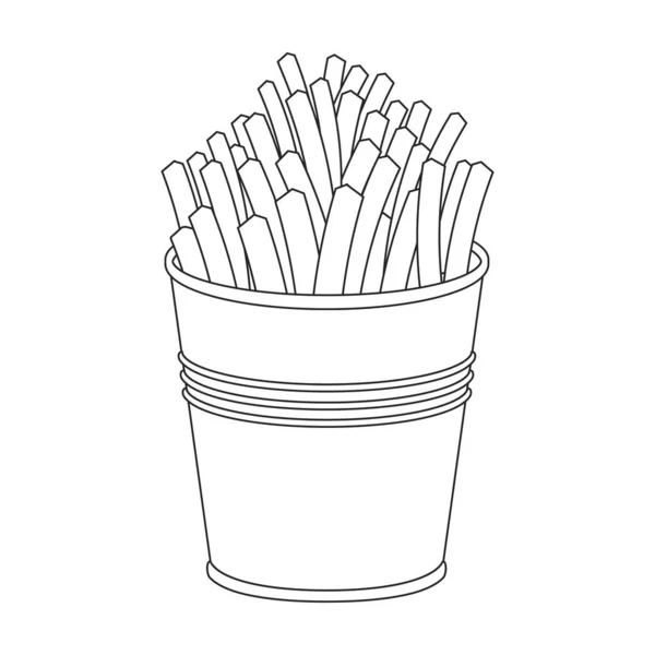 Icono de vector de papas fritas. Icono de vector de esquema aislado en papas fritas de fondo blanco. — Archivo Imágenes Vectoriales